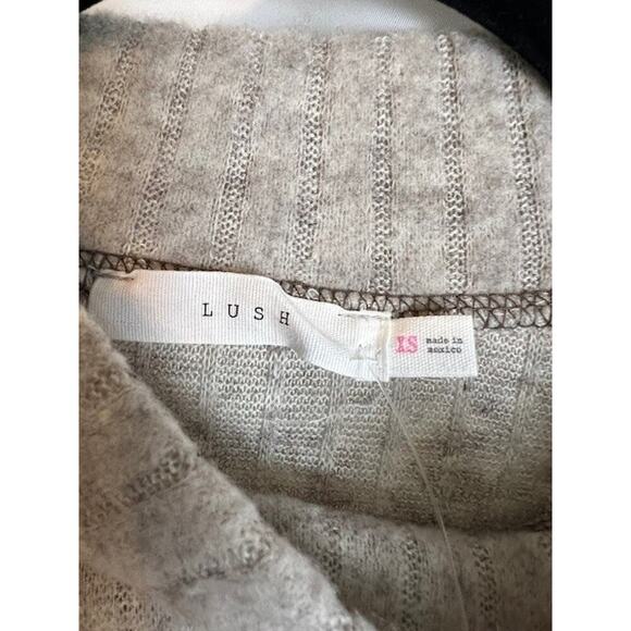 Lush Mockneck Cropped Ribbed Long Sleeve Sweater Plush Heather Grey Size XSmall - Picture 5 of 6